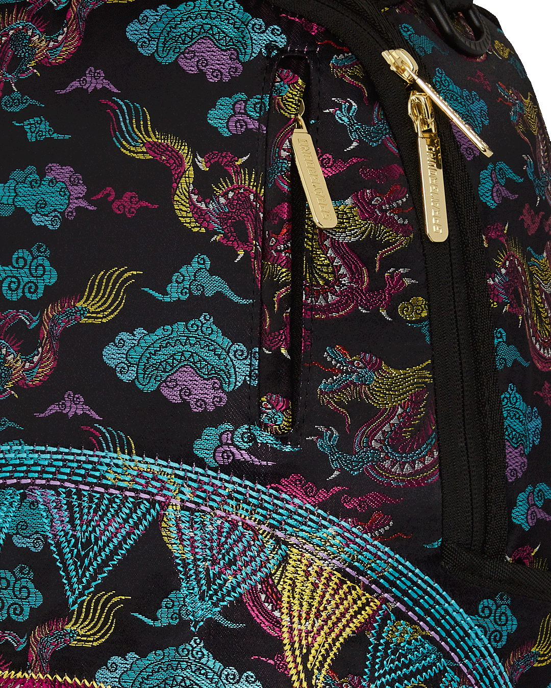 Interior of the backpack with velour laptop compartment and organizer pockets