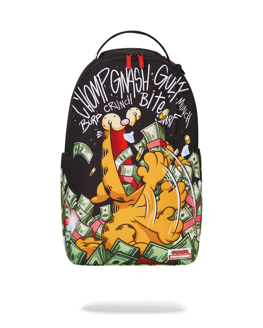 Side view of the Garfield Deluxe Backpack with adjustable straps.