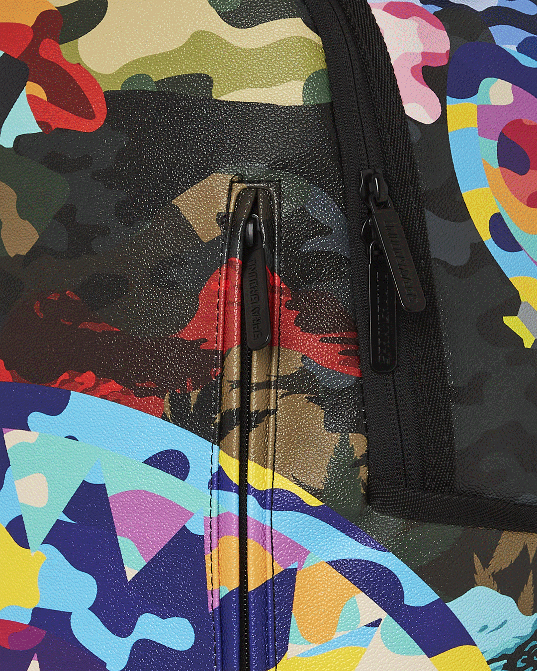 Backpack worn by woman walking through urban setting