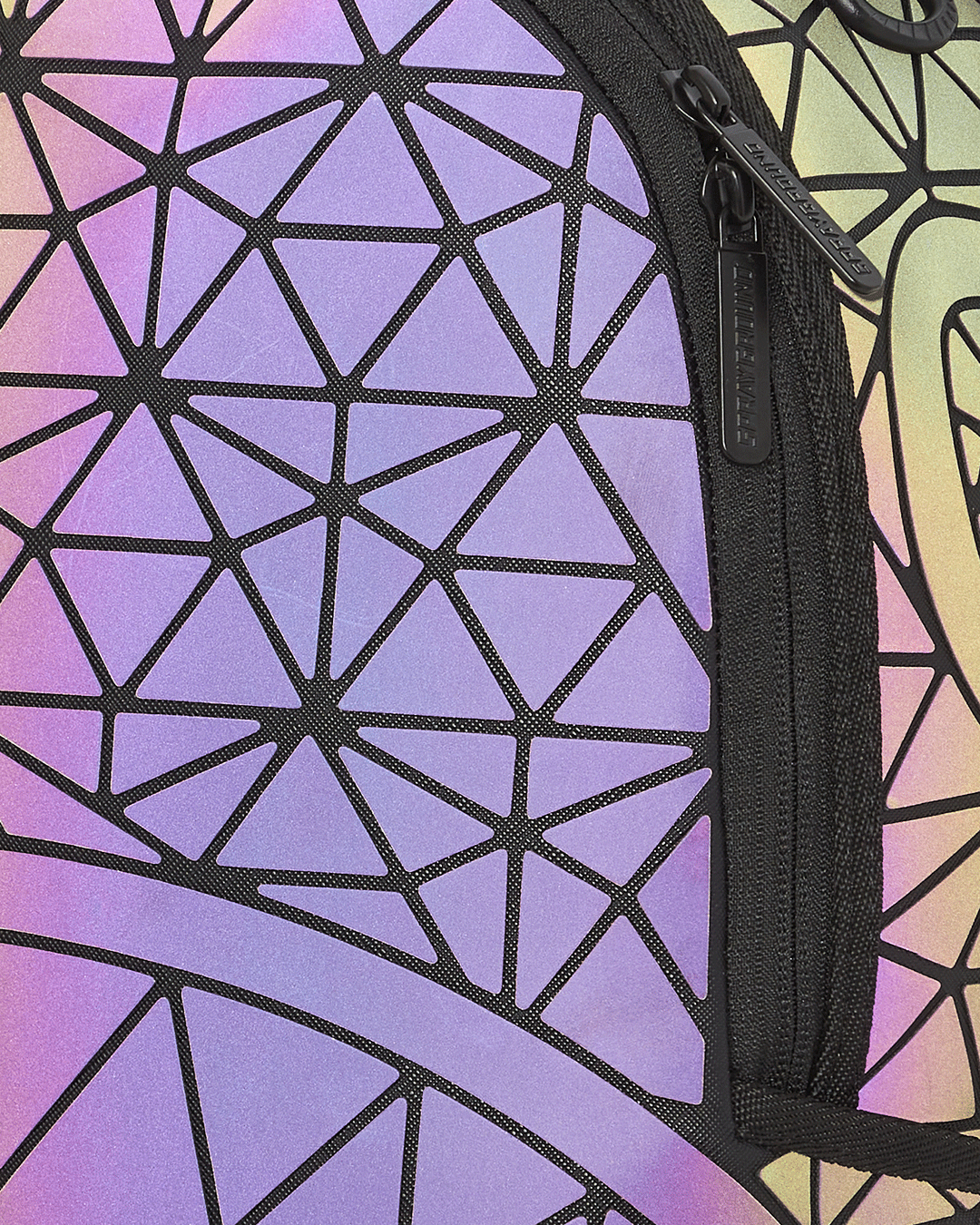 Shark Attack backpack with electroluminescent details and faux leather material