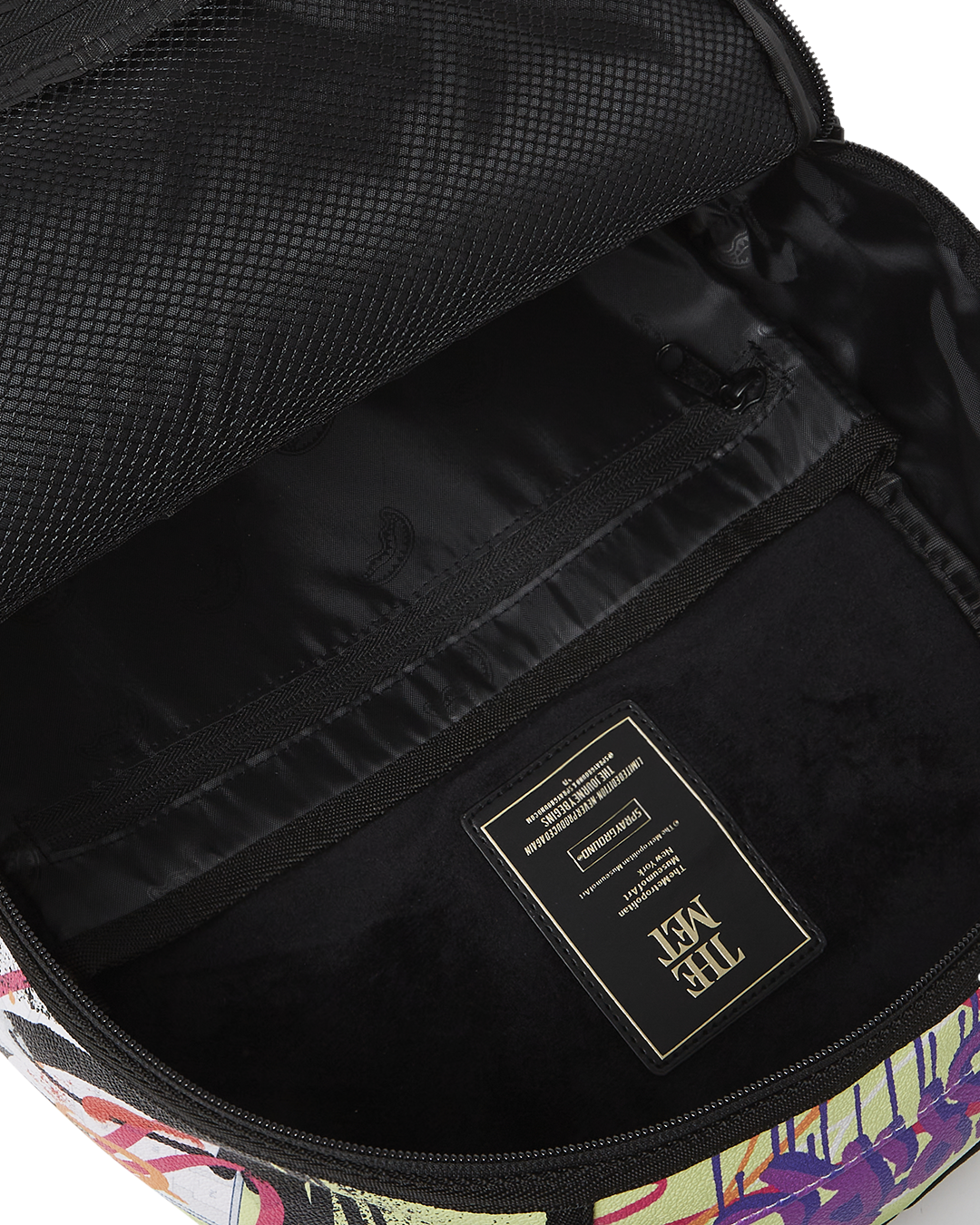 The Met Graffiti Map Backpack with customized map design and faux leather