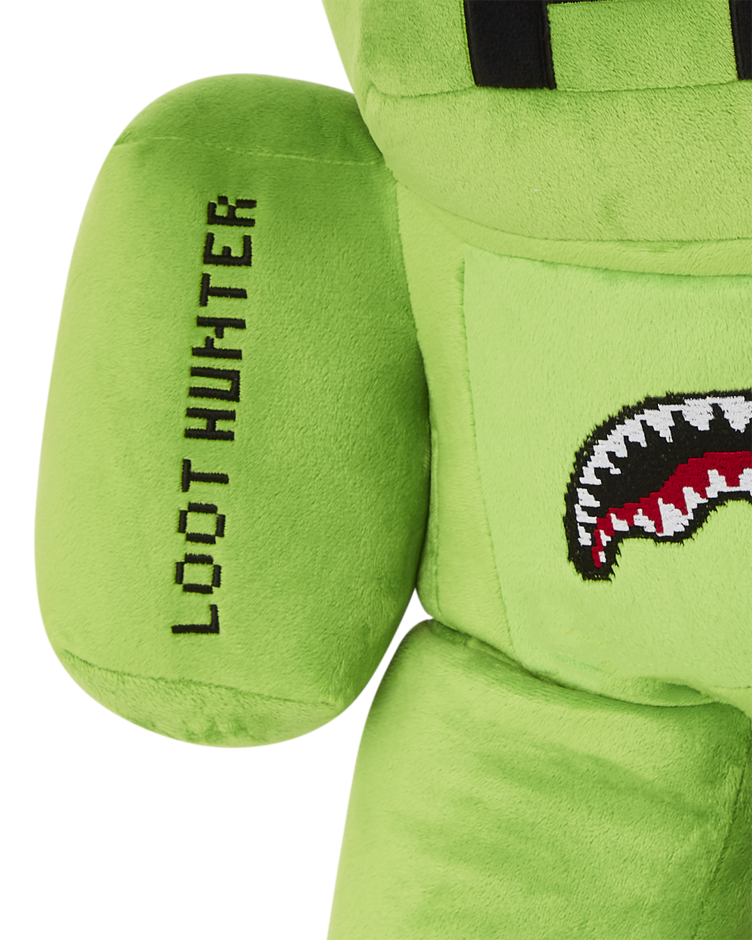 Front view of Minecraft MoneyBear backpack with Creeper face and adjustable straps