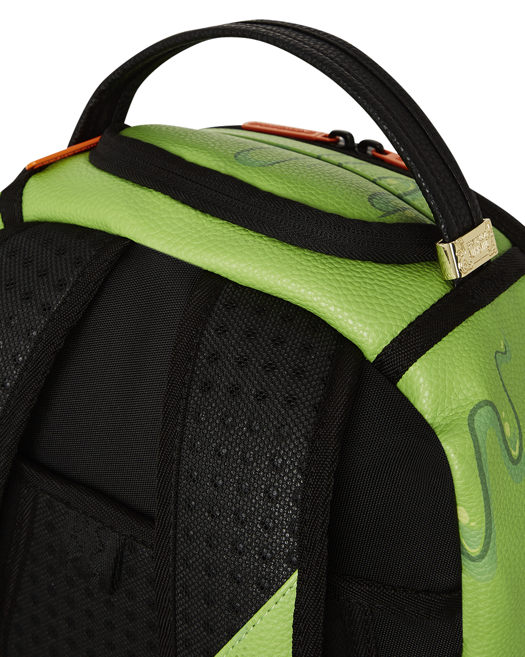 Front view of the pink Sprayground backpack showcasing 3D rubber characters.