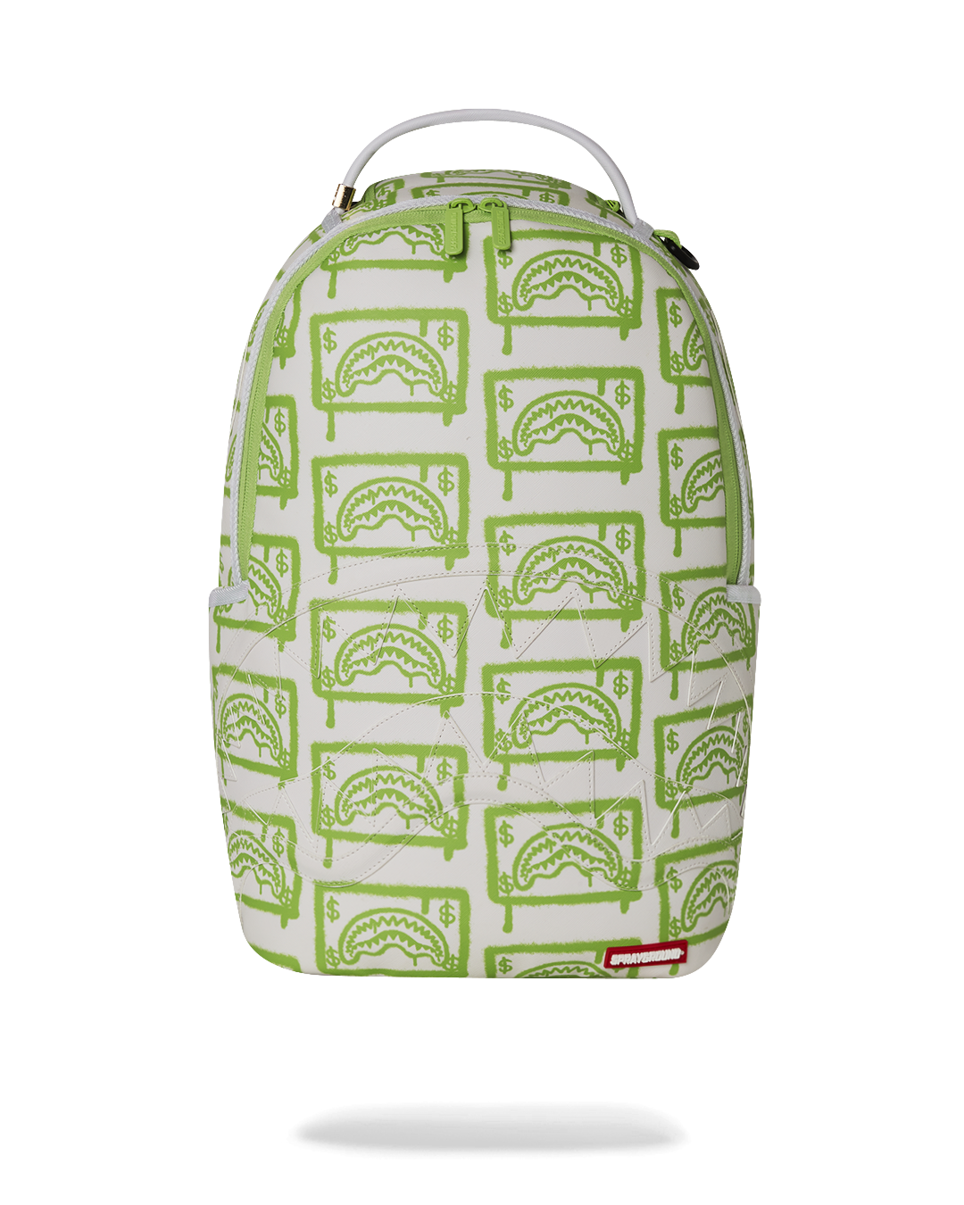 Faux leather backpack with ergonomic back padding and gold zippers.
