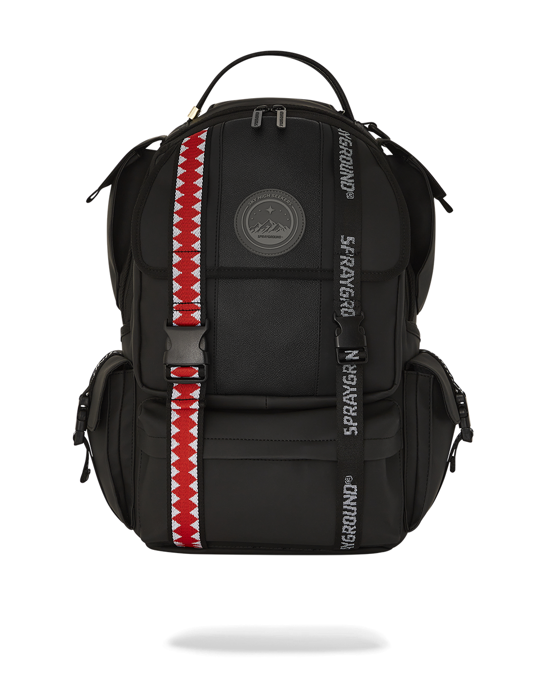 Timbuk2 Authority Deluxe Faux Leather Backpack - front view with open pockets