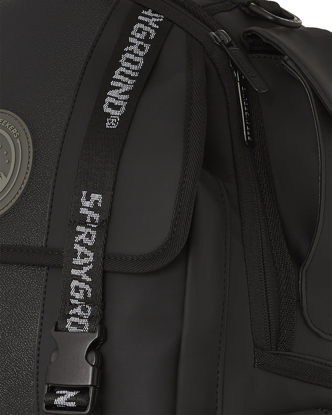 Timbuk2 Authority Deluxe Faux Leather Backpack - back view with slide through sleeve for carry-on luggage