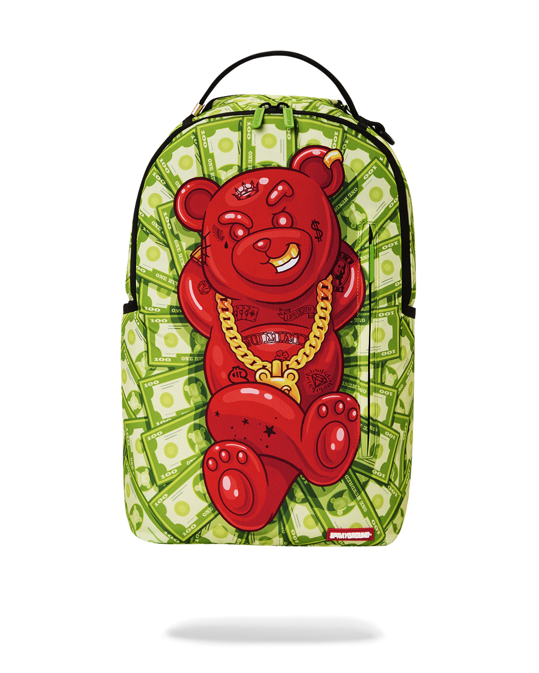 Diablo Dinero DLXSR backpack front view showing gold zippers and spacious compartments