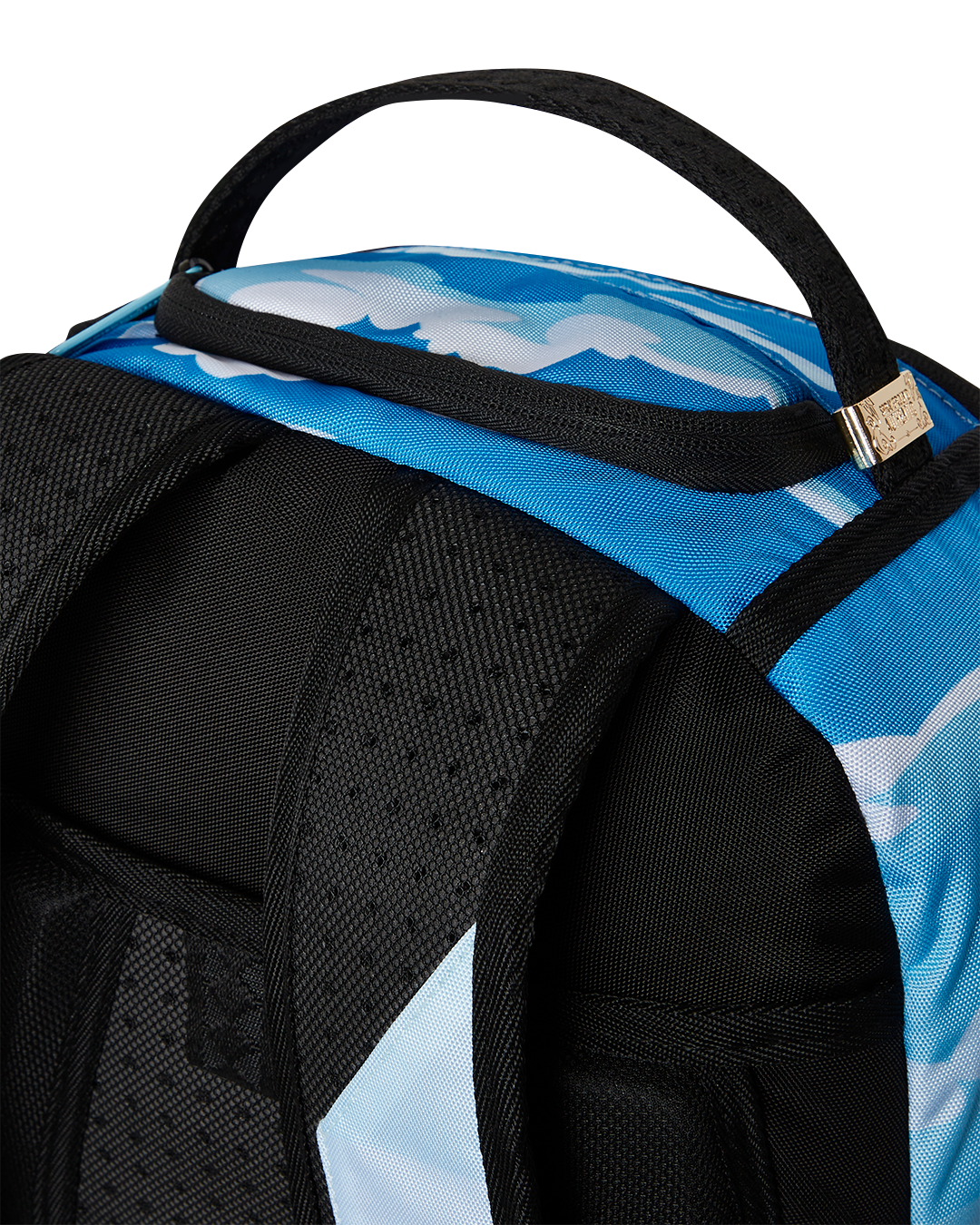 Front view of Diablo Wave backpack showing gold zippers and Sprayground badge