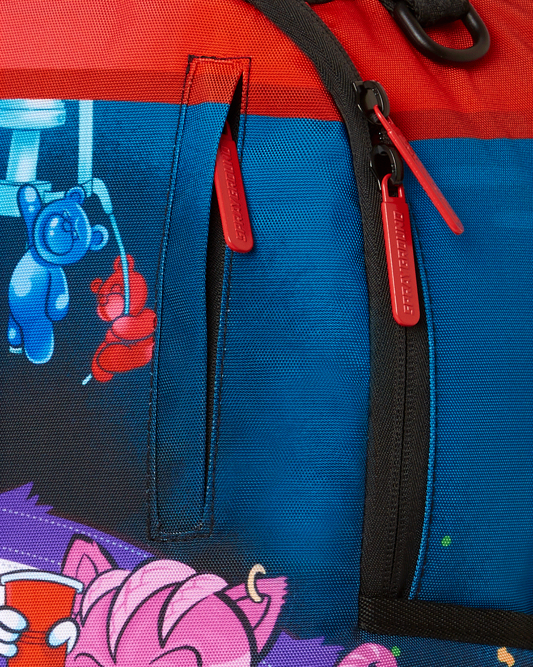 Backpack side view with side pockets and adjustable straps for custom fit