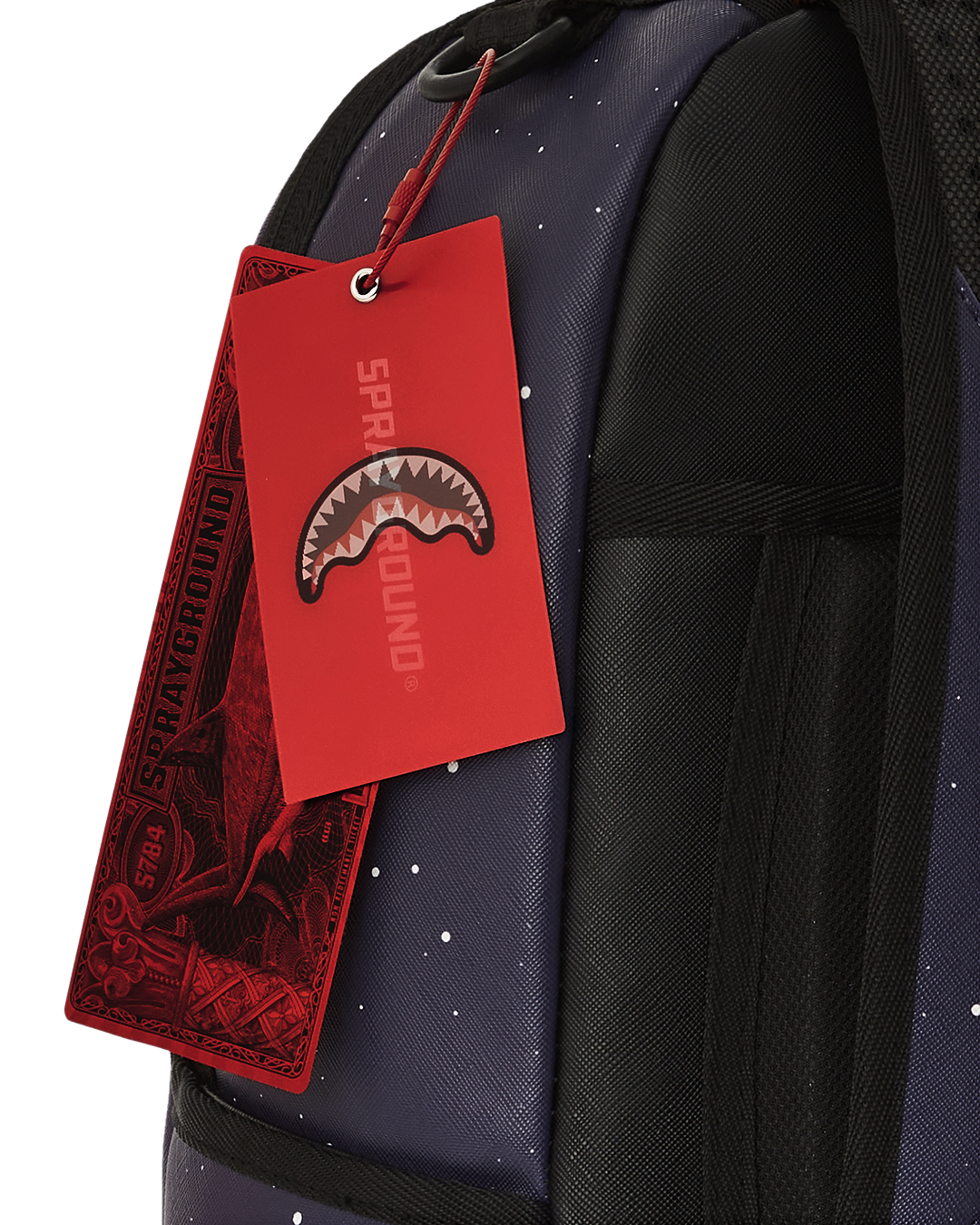 Rick and Morty backpack displayed from back with adjustable mesh straps and gold zipper accents