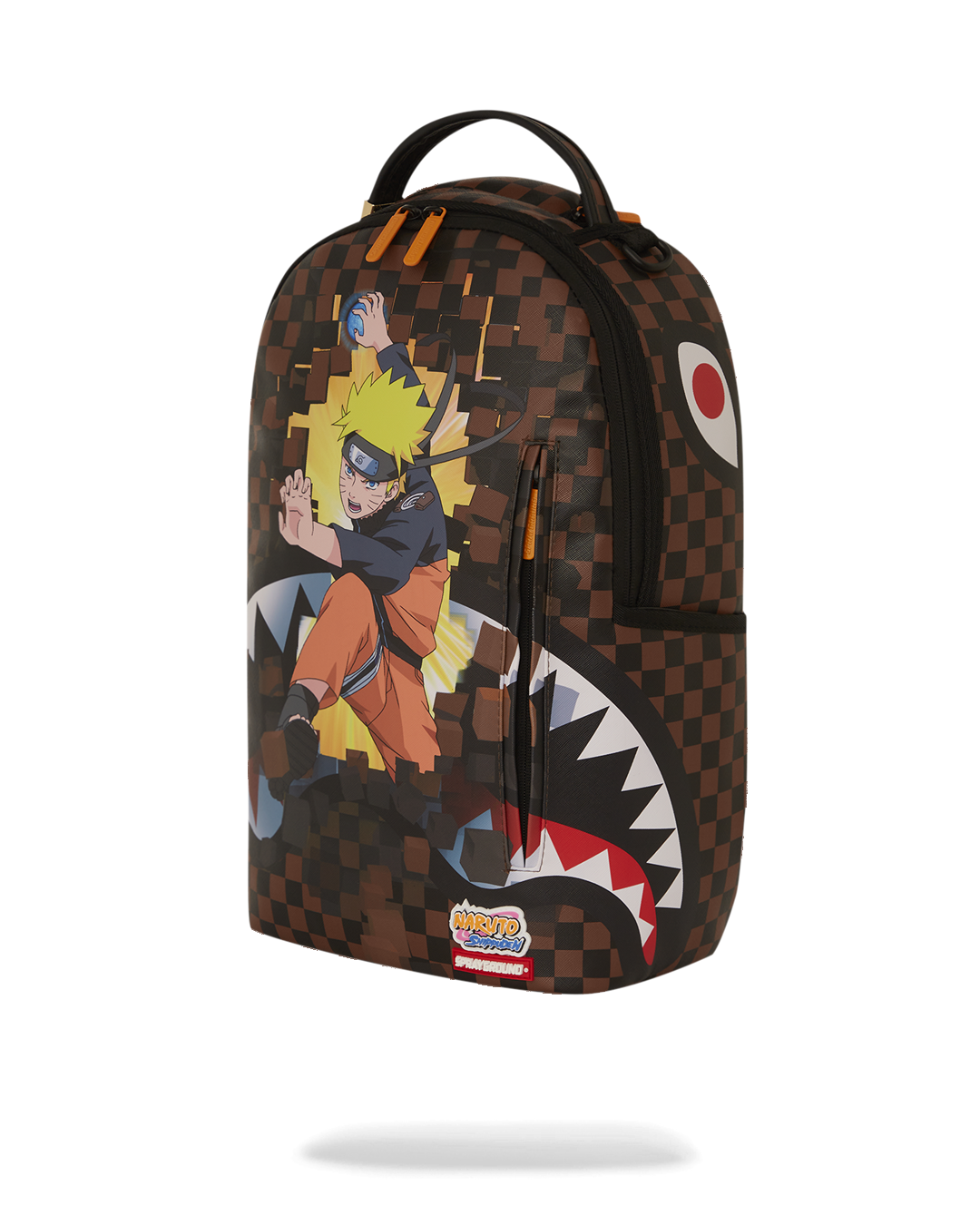 Side angle of the Naruto Backpack with adjustable straps.