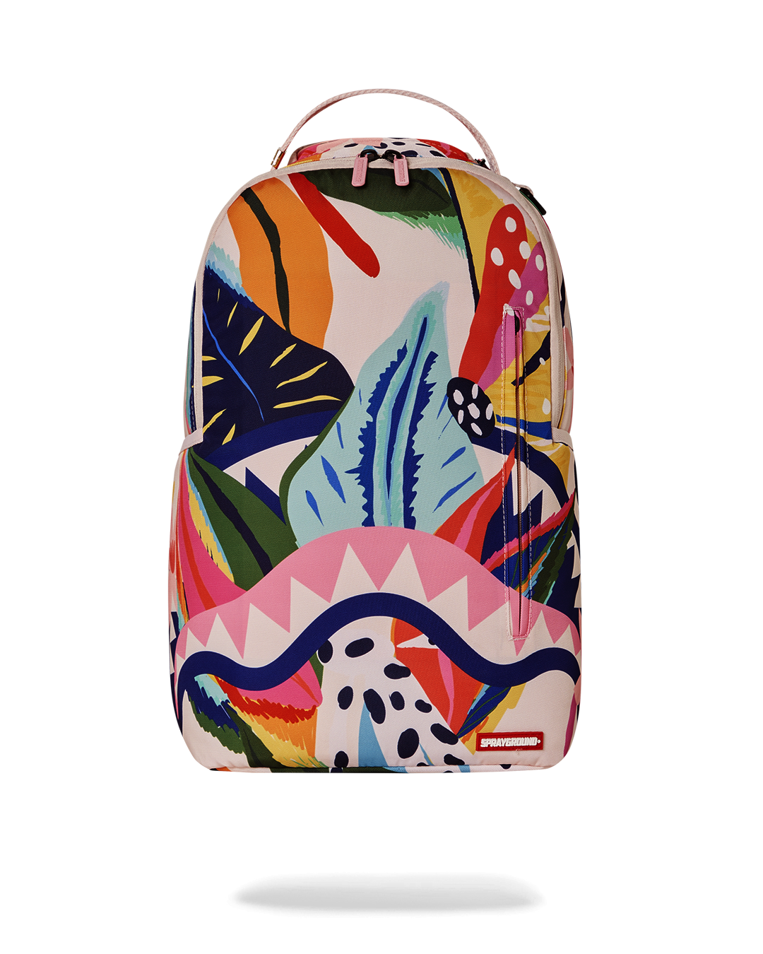 Sprayground backpack front view with zippered pockets and urban design