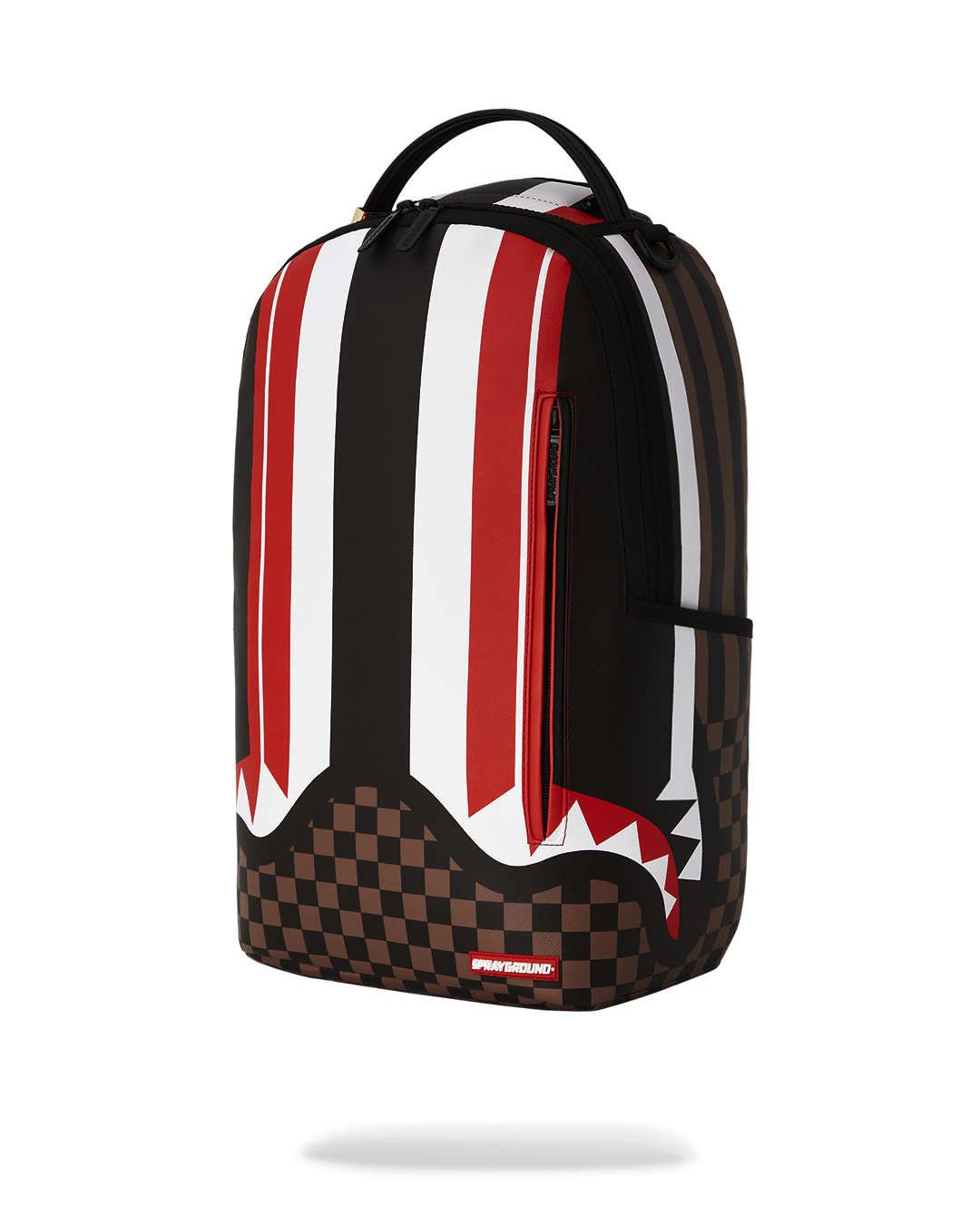 Interior shot of leather laptop backpack with mesh organizer pocket