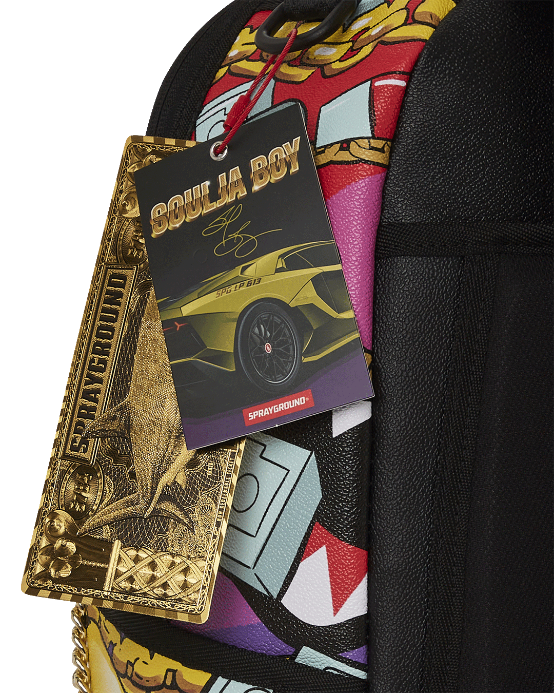 Back panel and shoulder straps of the designer backpack showing mesh padding