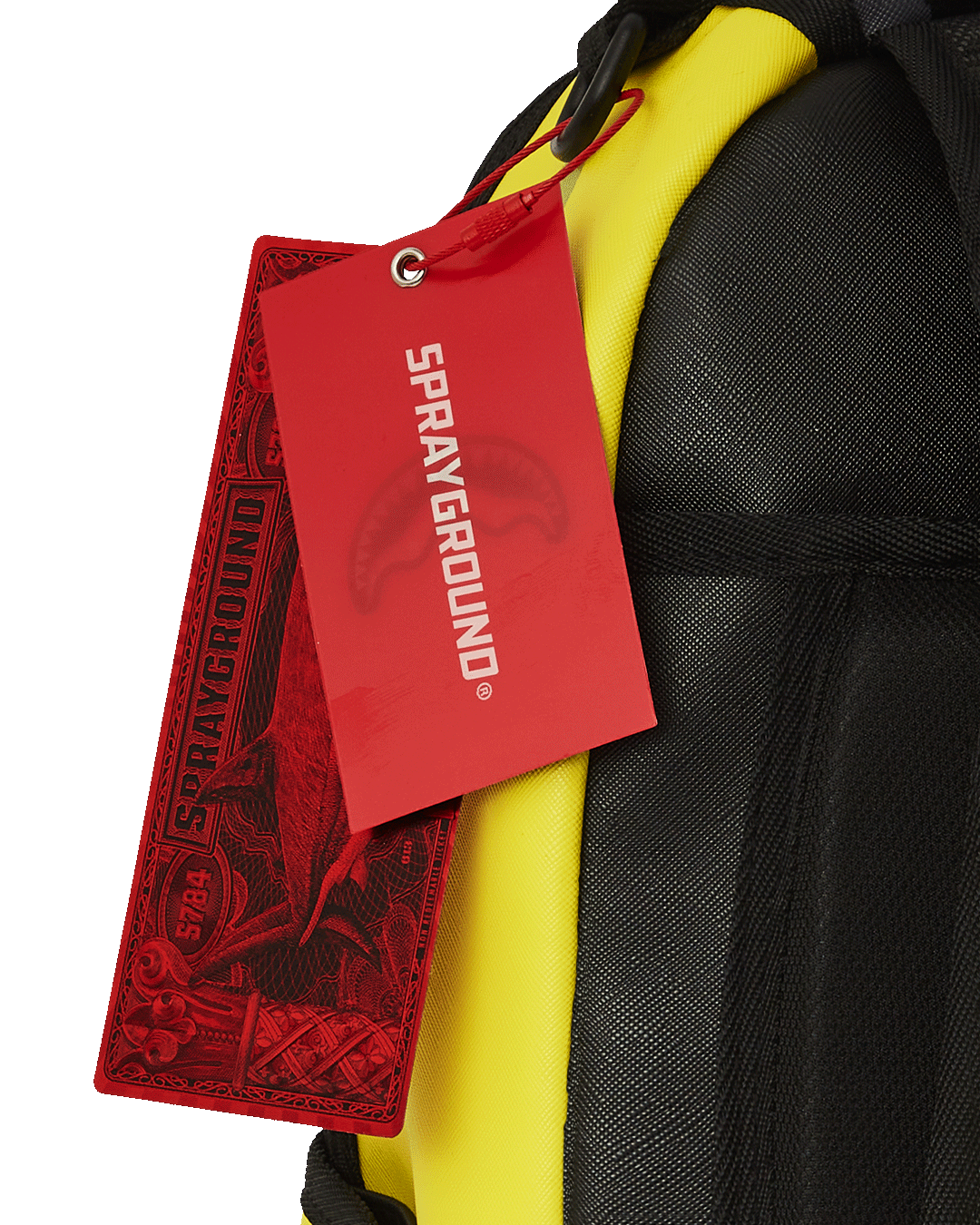 Backpack being worn by a woman on a busy city street