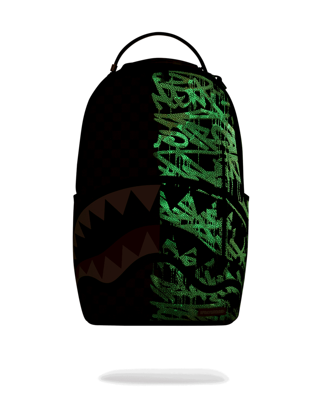 Glow in the dark city of light backpack showing its spacious exterior and glow features