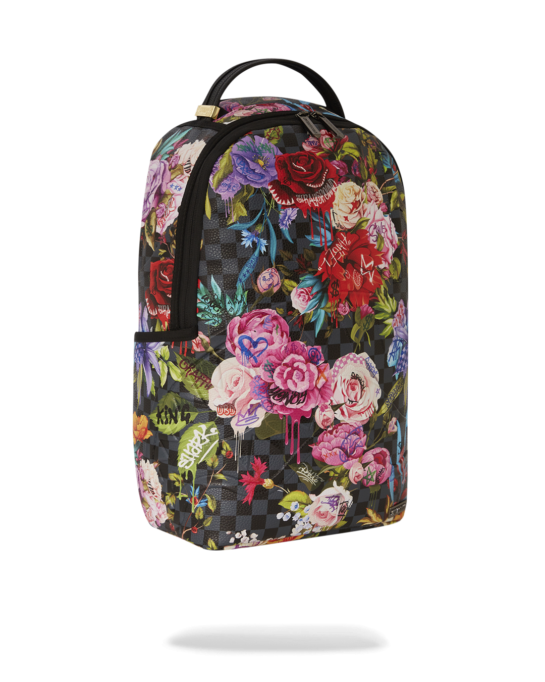 Side angle showcasing ergonomic straps and slide-through sleeve on carry-on luggage