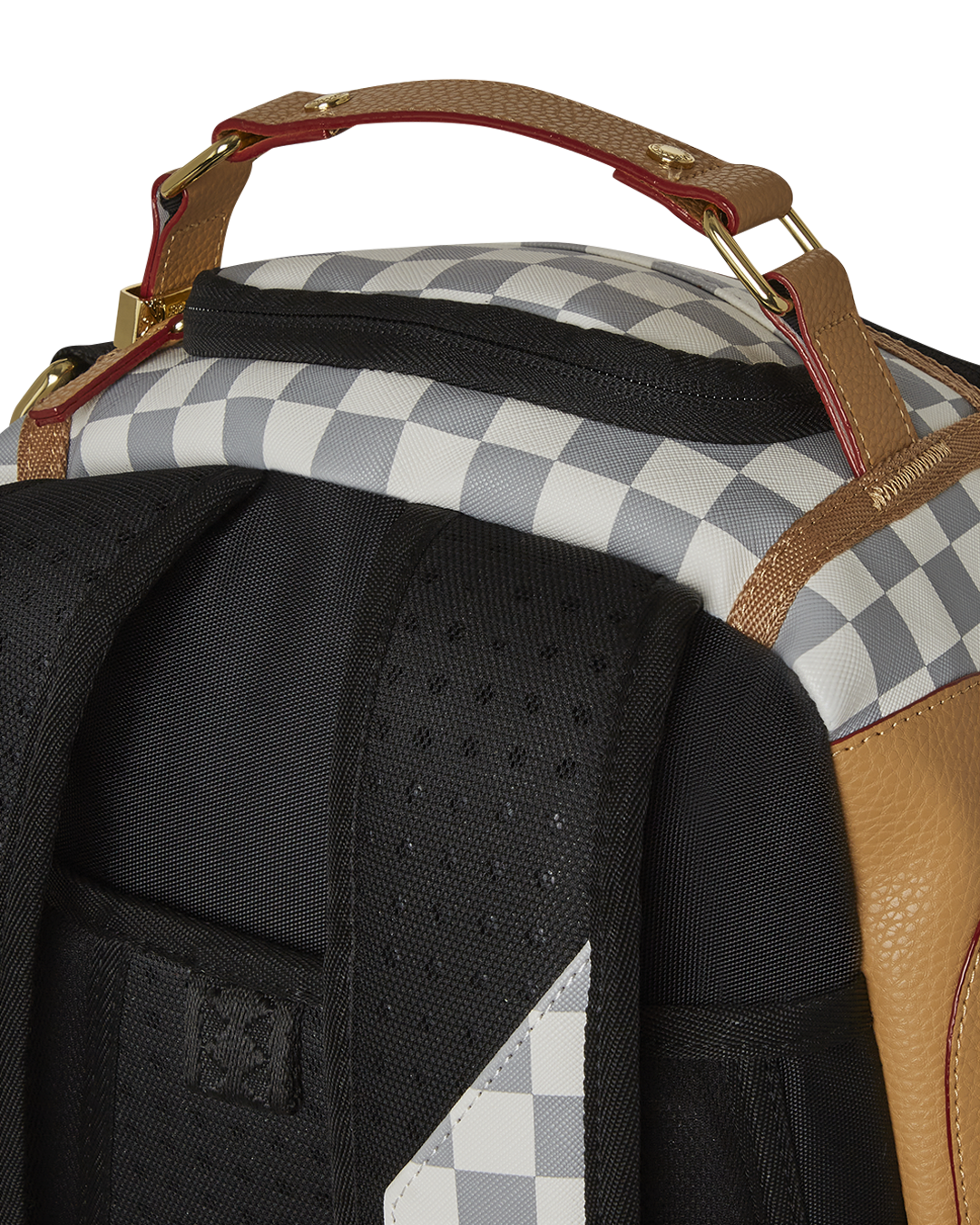 Back view showing the slide-through sleeve for carry-on luggage.