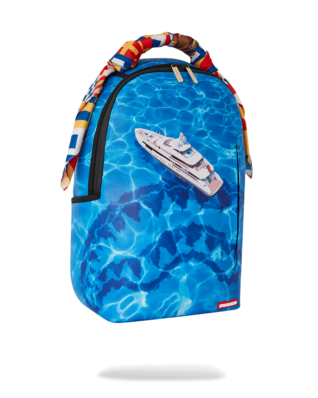 Backpack opened to reveal interior compartments and organizer pockets