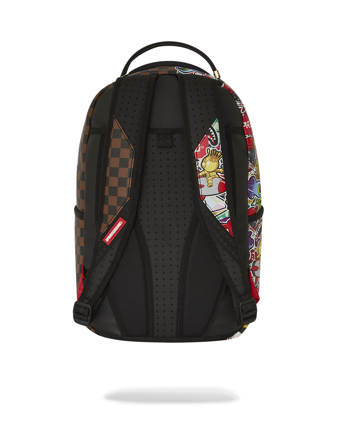 Interior compartment layout of travelers backpack with laptop and sunglass sections.