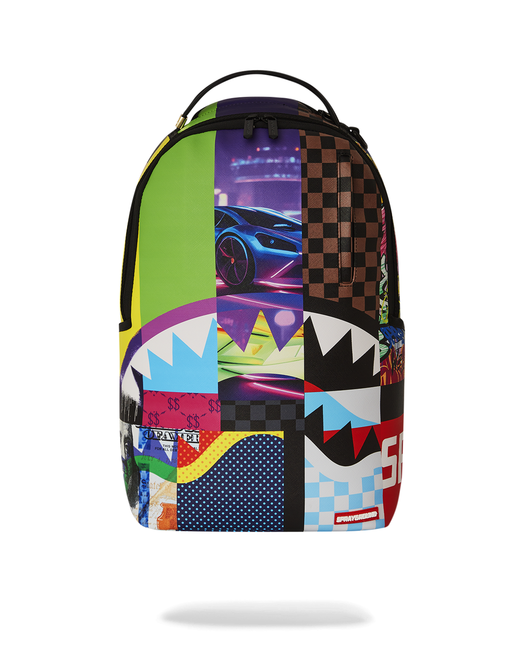 Faux leather travel backpack with ergonomic back padding and adjustable straps.