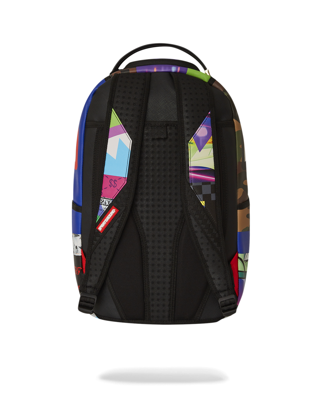 Faux leather travel backpack with ergonomic back padding and adjustable straps.