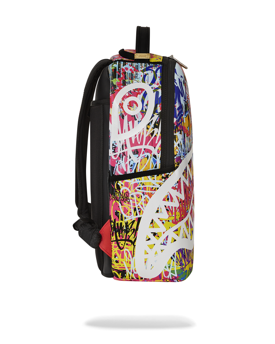 Side view of the backpack demonstrating adjustable straps and ergonomic padding.