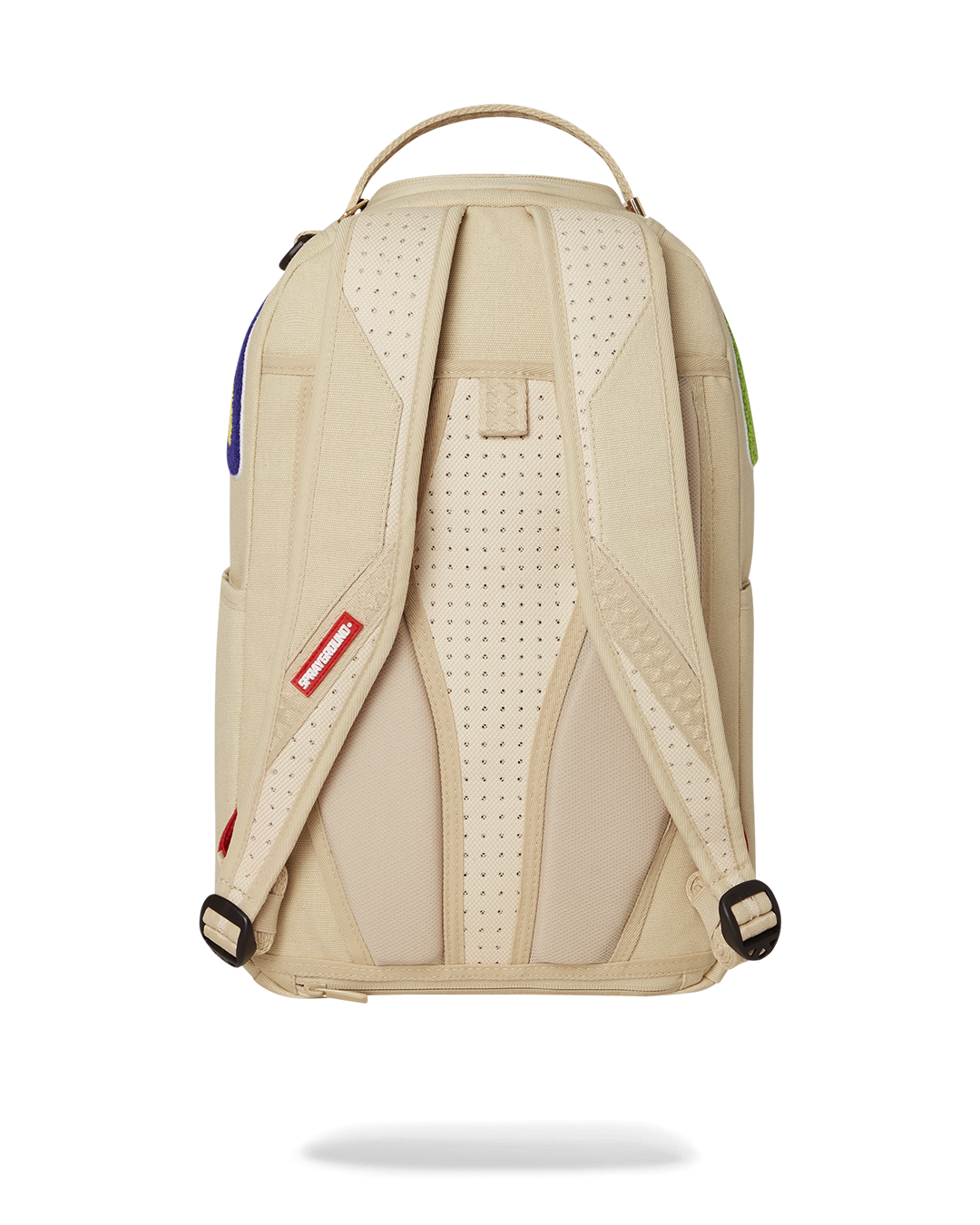 Faux leather travel bag with gold zippers and adjustable straps, ideal for stylish travel.