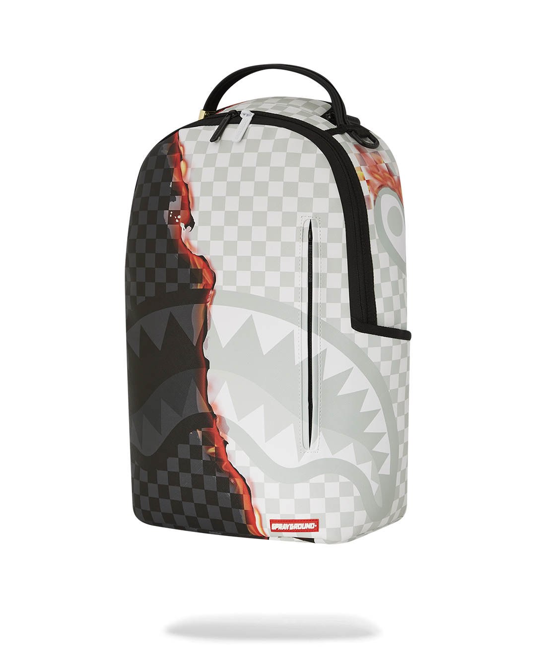 Travel backpack for women shown connected to carry-on suitcase at airport