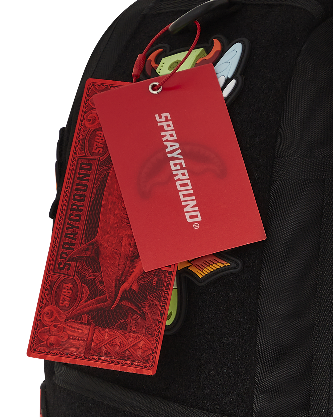 Front view of the stylish velcro backpack with patches attached