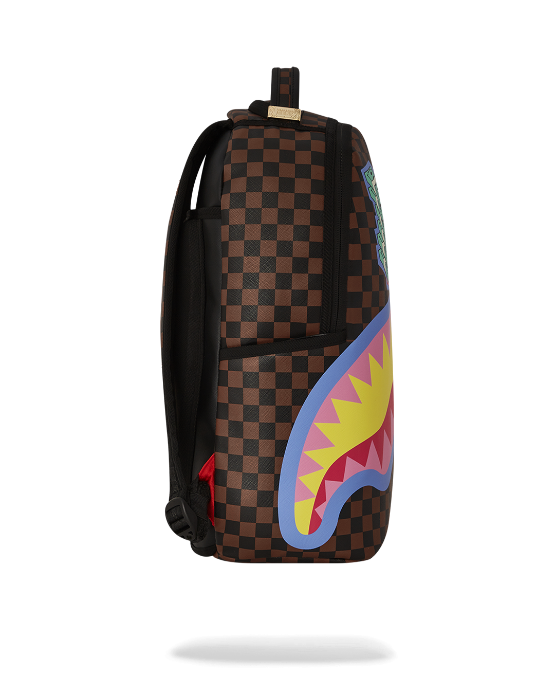 Side view of the backpack featuring adjustable straps and ergonomic padding.