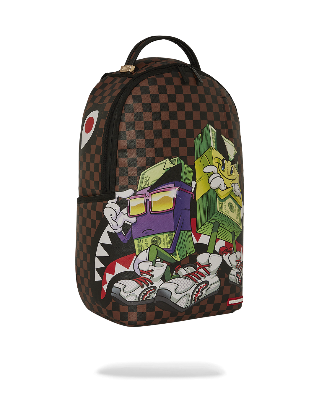 Back of the faux leather backpack with mesh padding and adjustable straps.