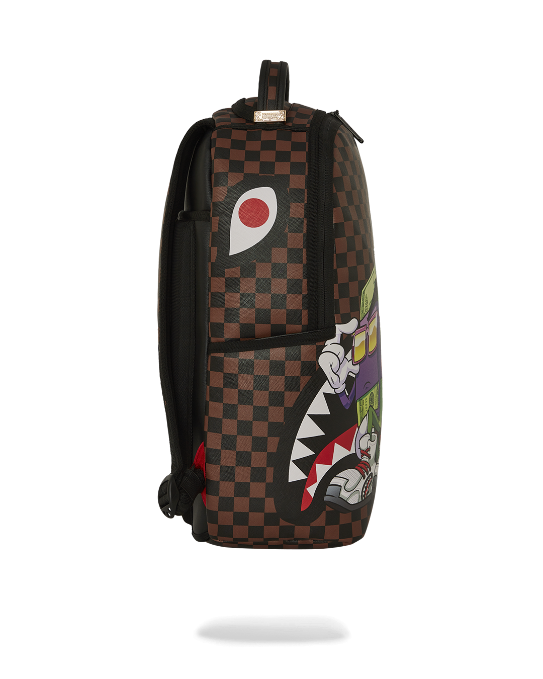 Interior view of the faux leather backpack showcasing laptop compartment.