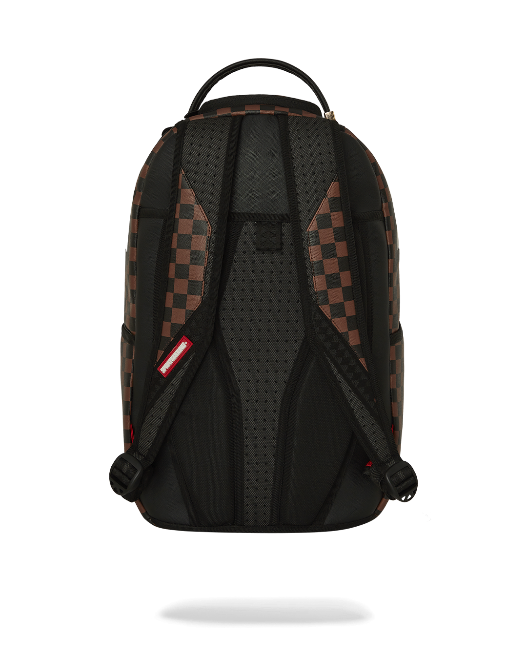 Deluxe faux leather backpack with ergonomic straps and gold zippers.