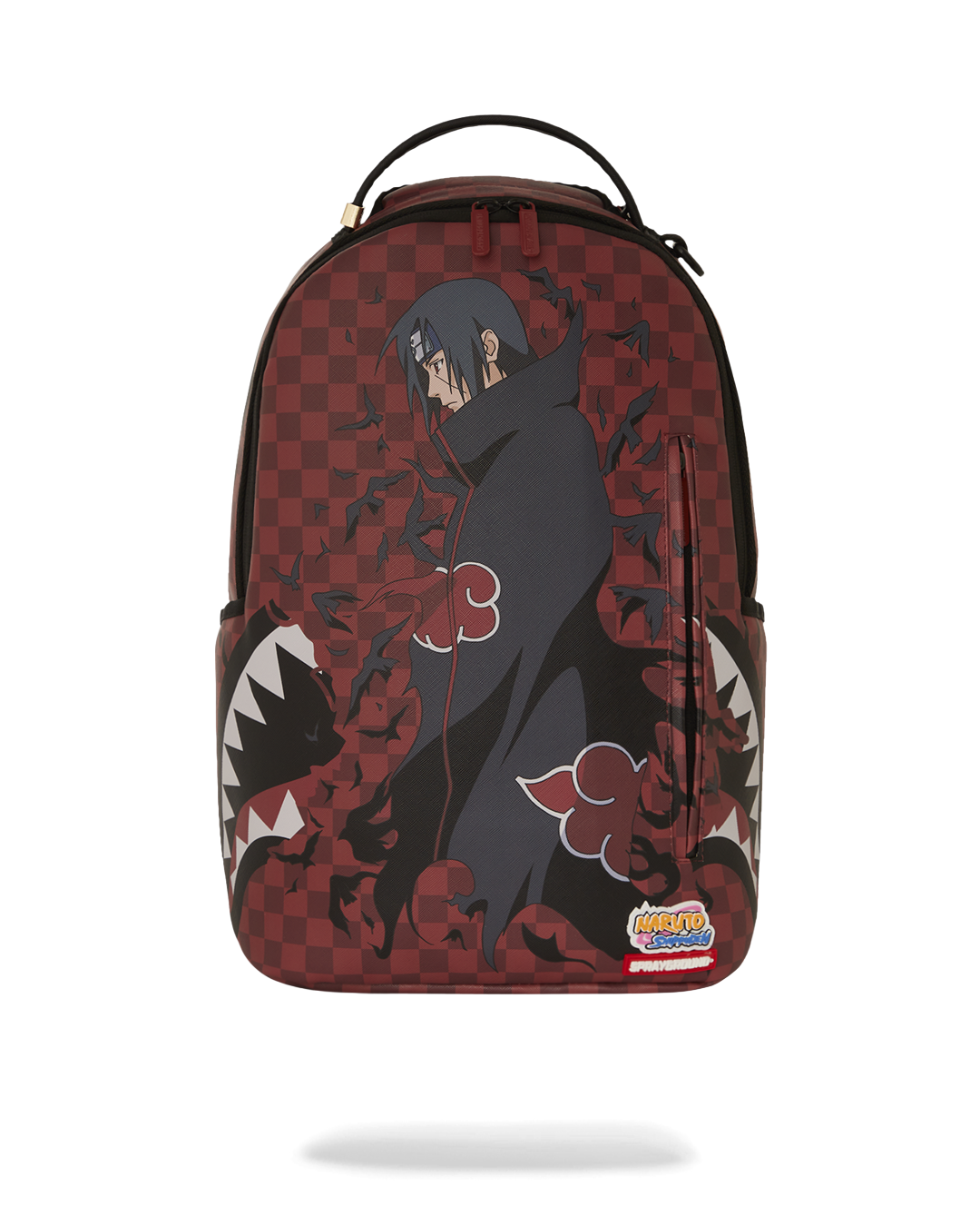 Front view of the chic faux leather backpack showcasing its sleek design.