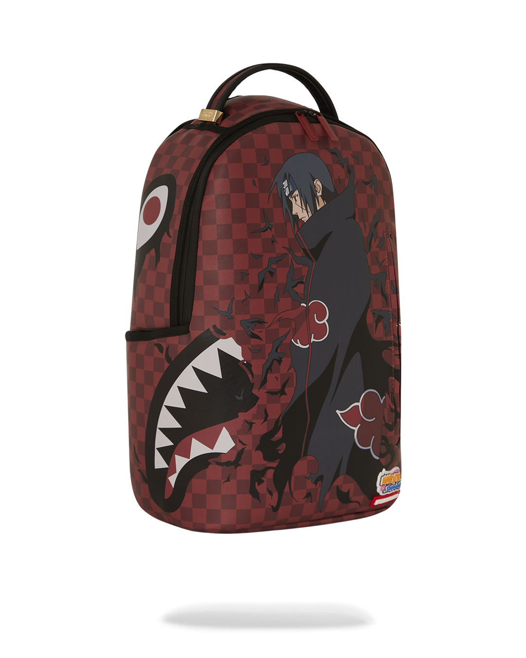 Back view of the faux leather backpack featuring adjustable straps and mesh padding.