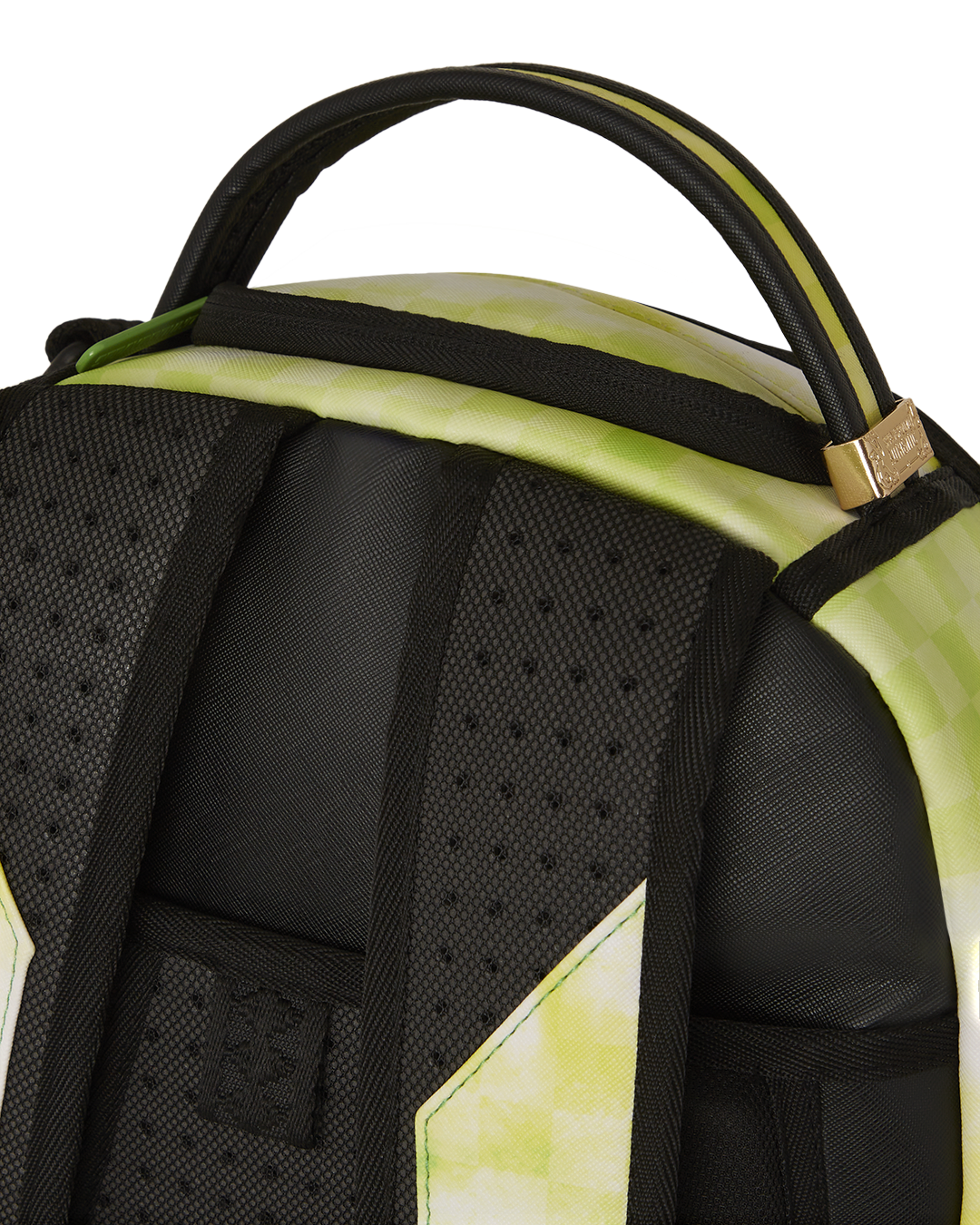 Front view of Naruto Big Pops backpack with faux leather finish and gold zippers