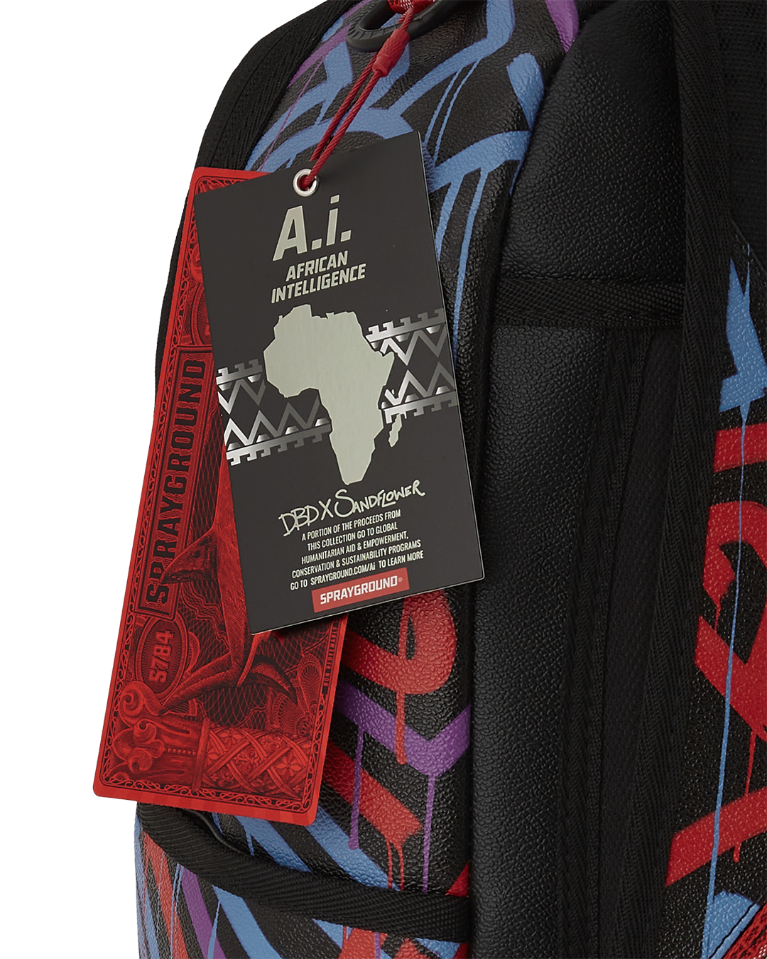 Side profile of the backpack with adjustable straps and side pockets