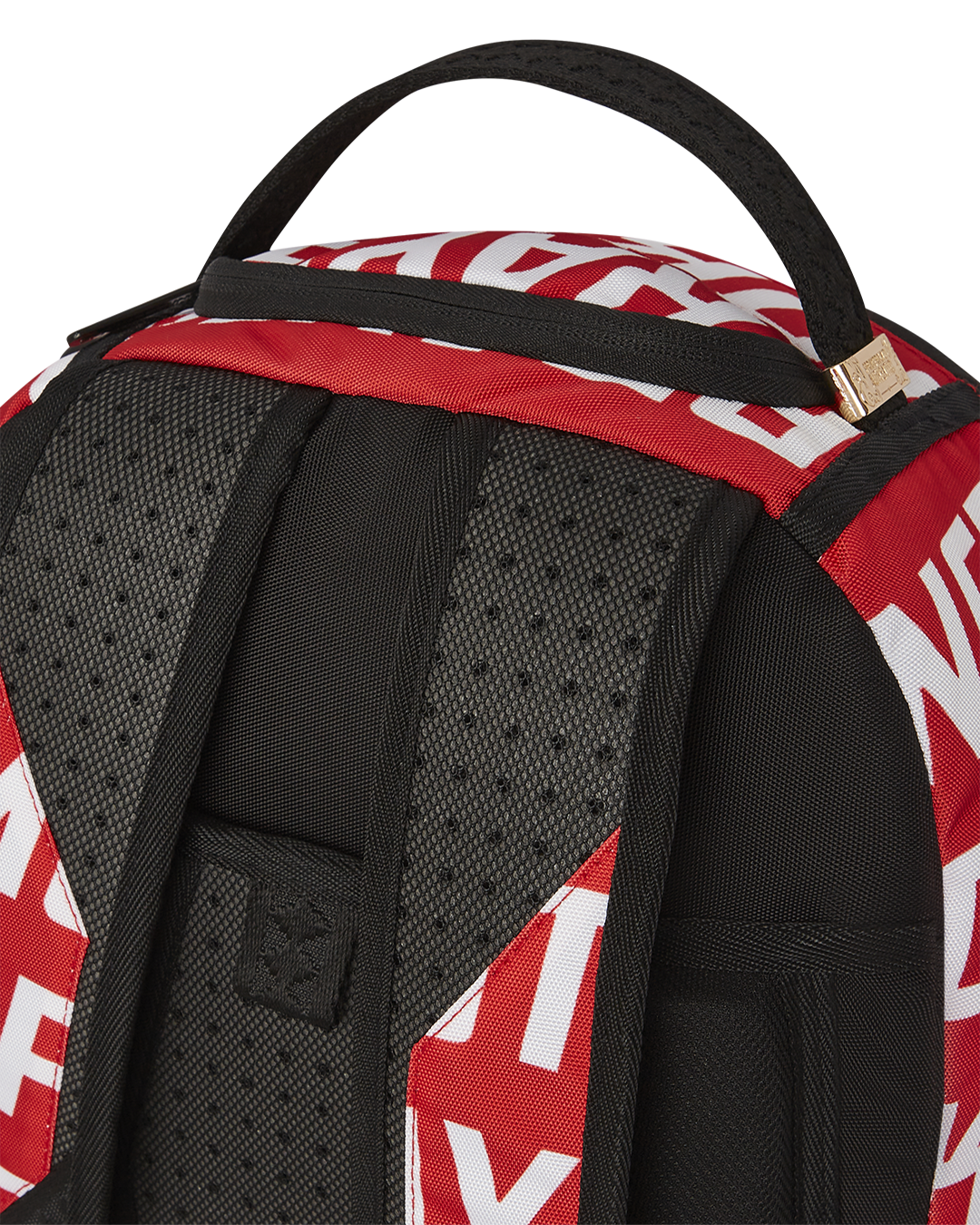Front view of cookie monster sprayground backpack with zippered pockets and bold design.