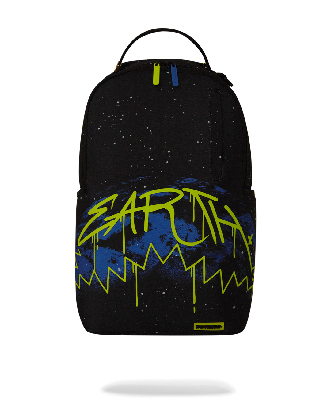 Sprayground Shark Backpack front view with glow-in-the-dark details