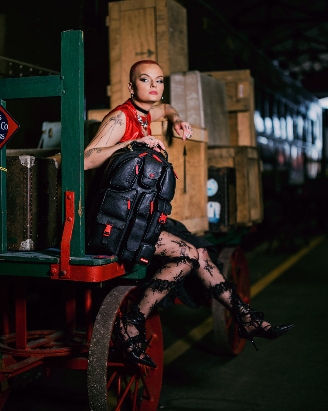 AIRFREIGHT backpack in use with luggage sleeve attached, perfect for airport travel
