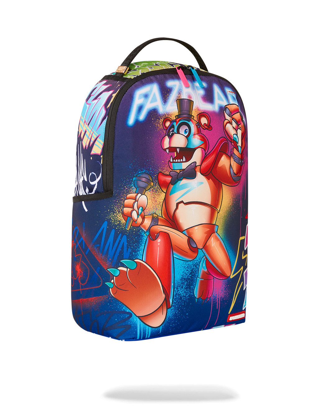 Interior view of FNAF backpack showing laptop compartment and organizer pockets