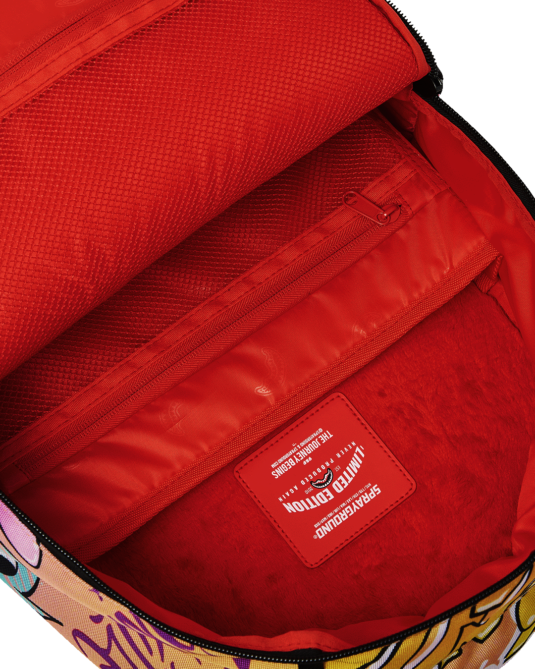 Sprayground backpack pink with front zipper pocket and side pockets, perfect for daily use