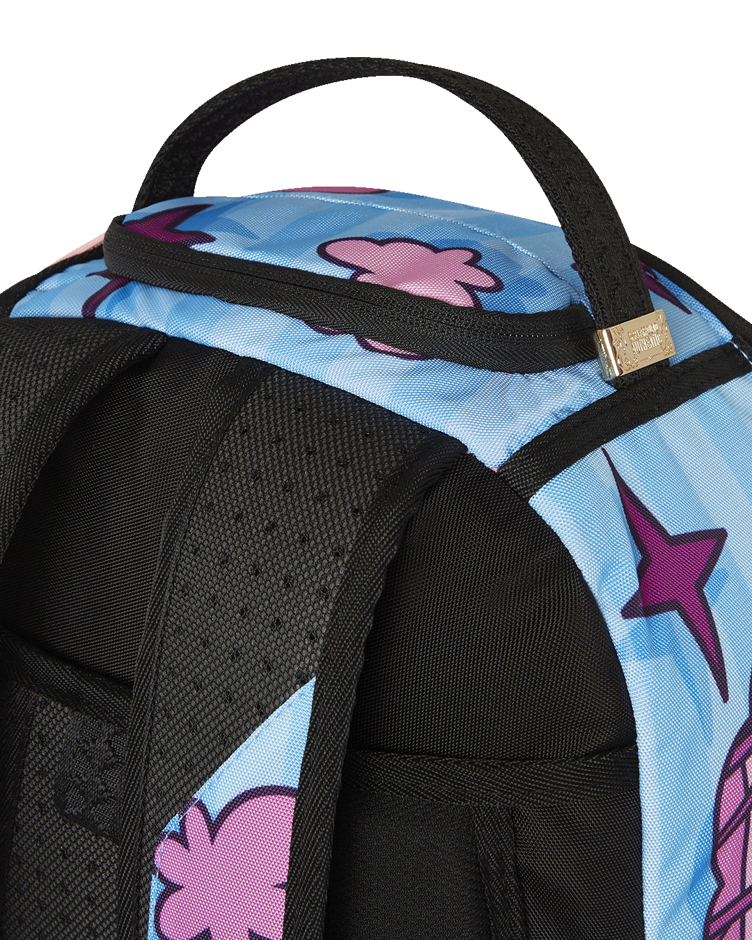 Front view of the Urban Chic Pink Panther laptop backpack showcasing its stylish design.