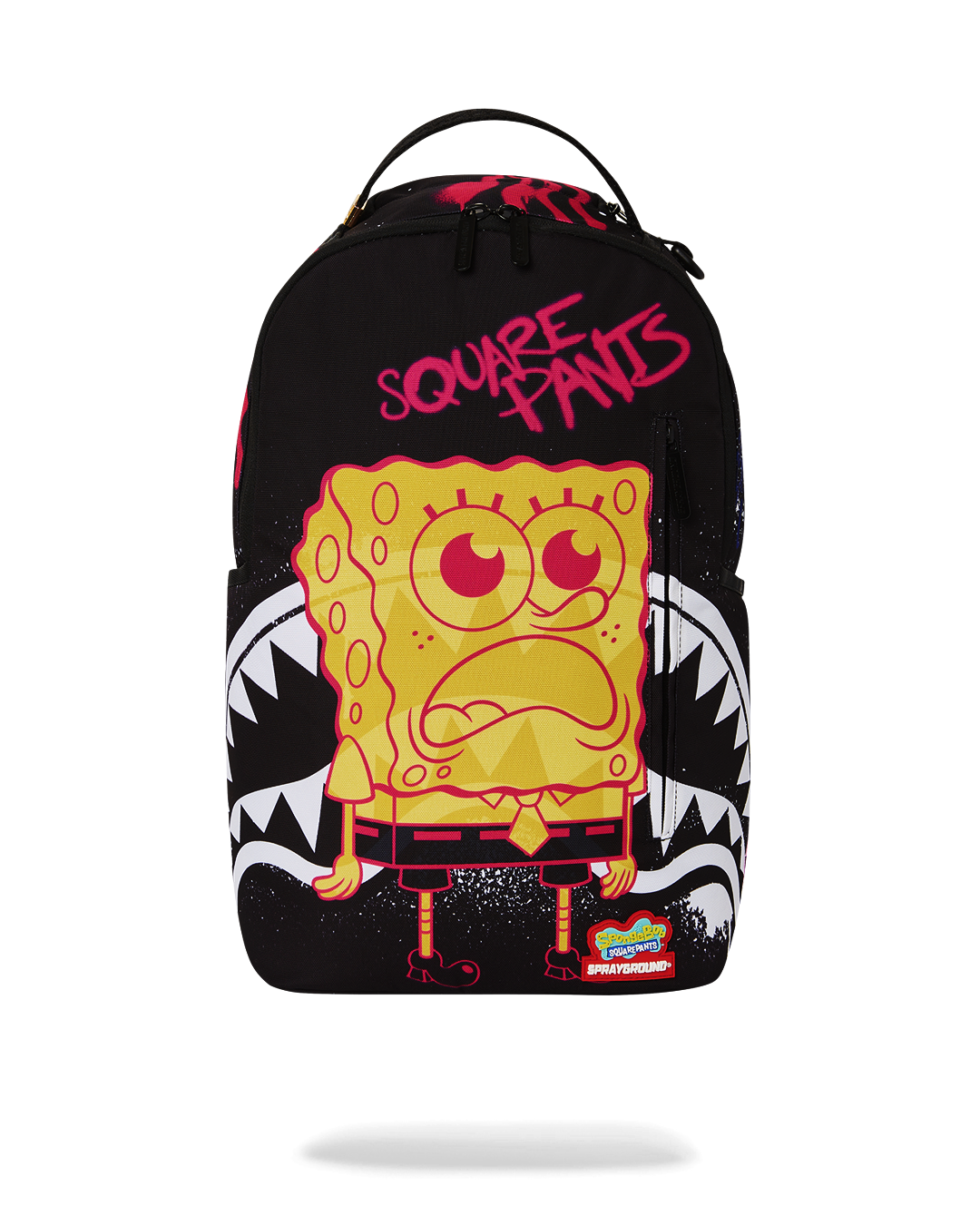 Spongebob Sprayground backpack front view with multiple pockets