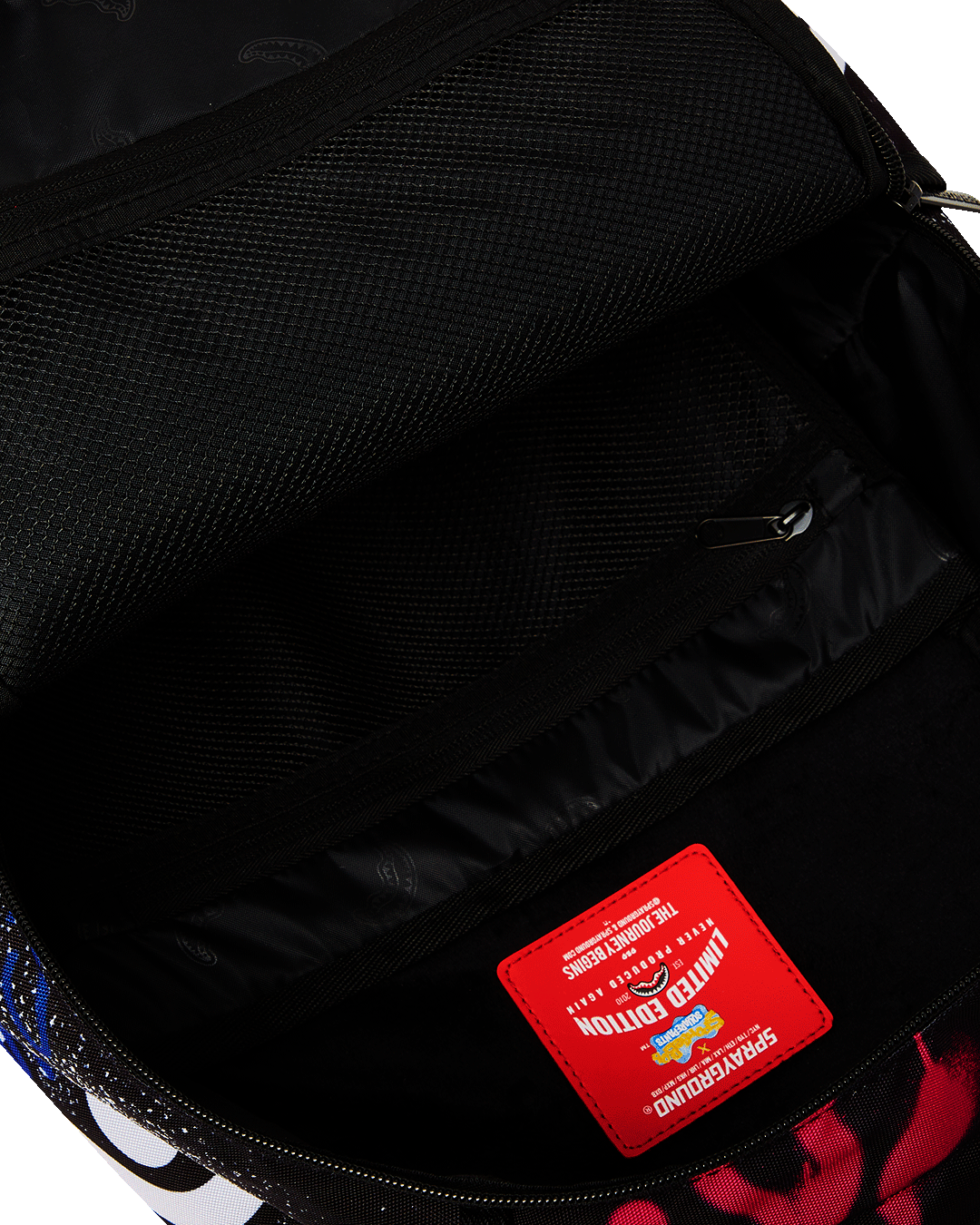 Spongebob Sprayground backpack side view showing ergonomic mesh back padding