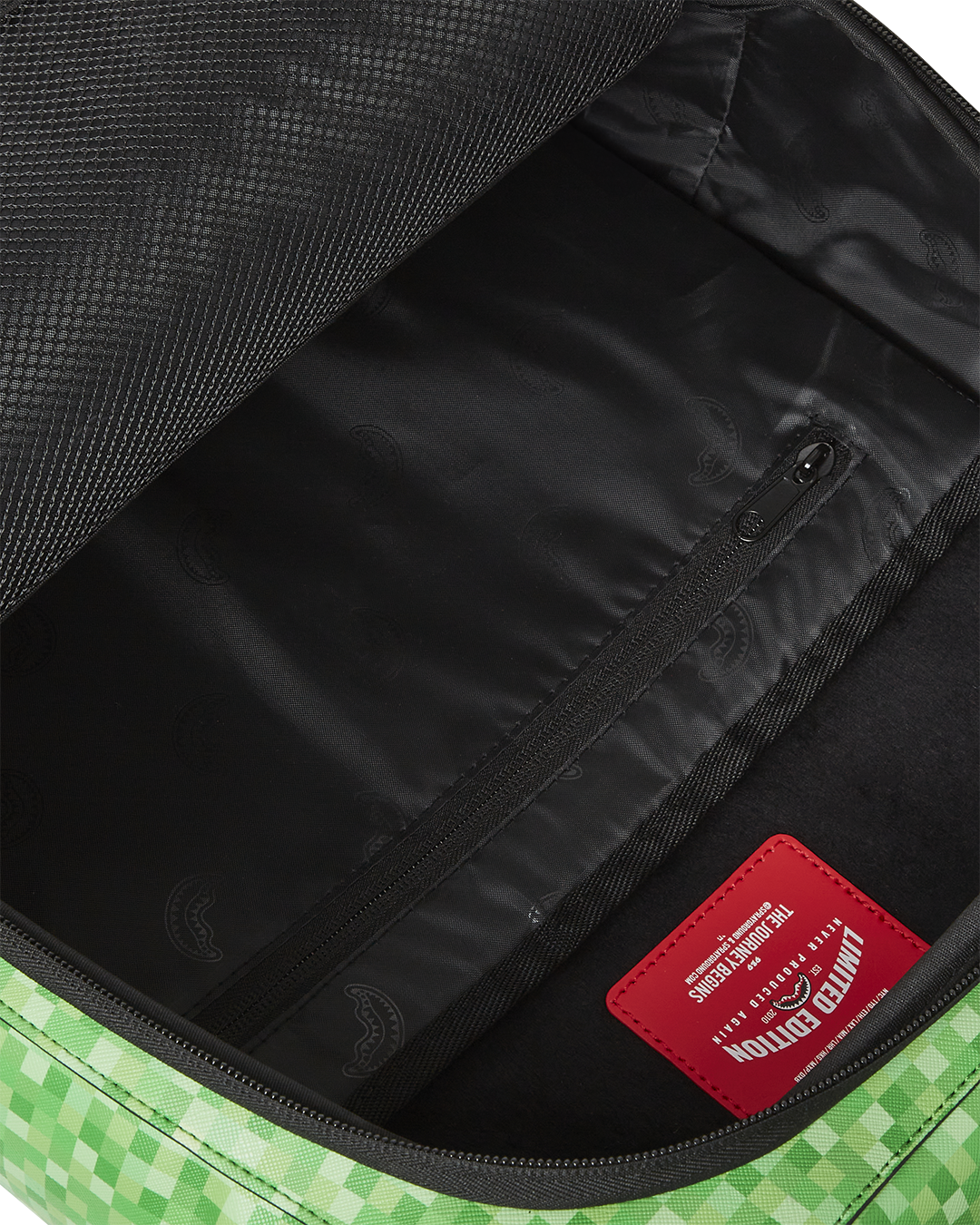 Side view of the Minecraft Shark Mouth Backpack highlighting its ergonomic straps.