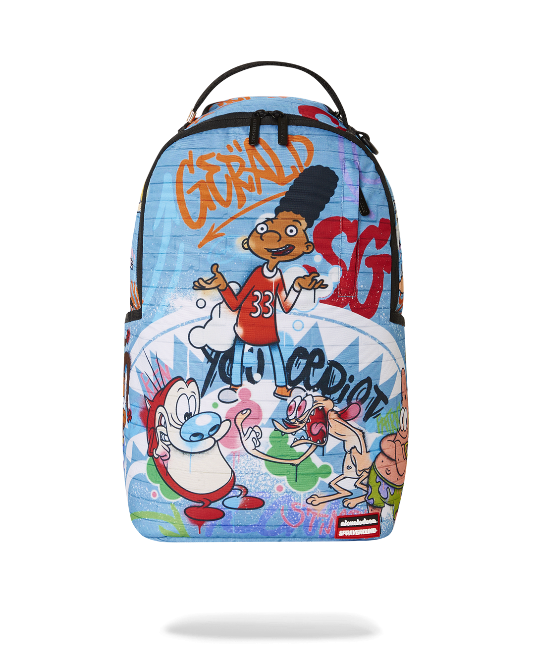 DLXSR backpack with front zipper pocket and side pockets, ideal for travel and daily commutes