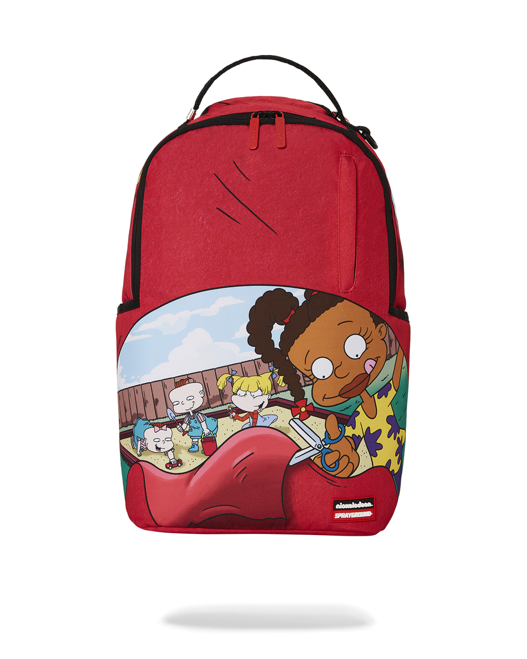 Sprayground Shark backpack pink - front view with arts & crafts design