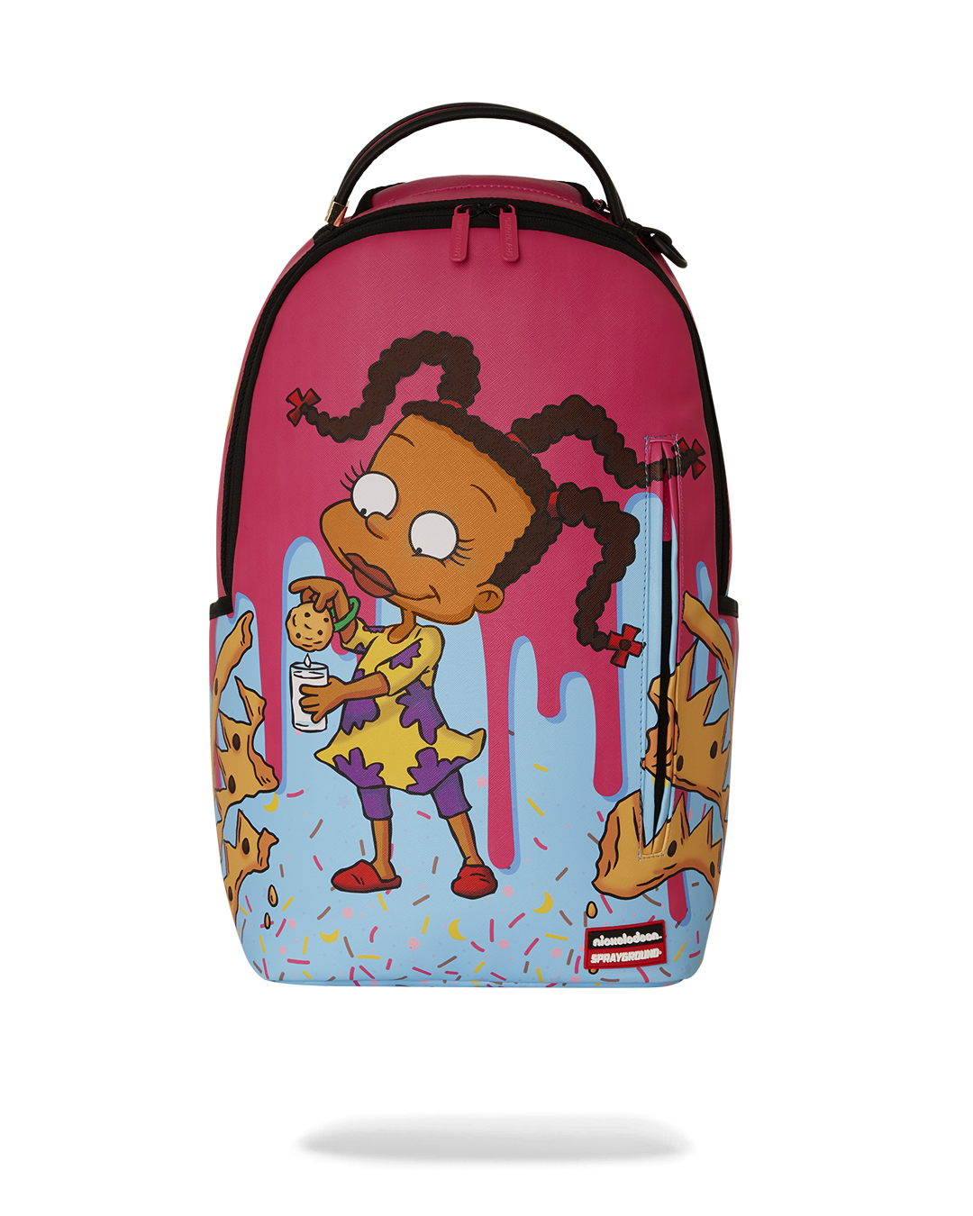 Sprayground RUGRATS SUSIE ART CLASS pink faux leather backpack for kids, front view